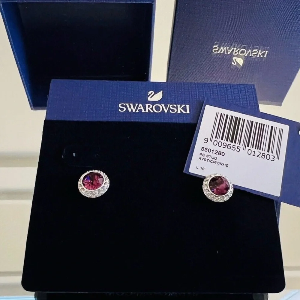 Authentic Swarovski Angelic Purple ( Violet ) Stud Earrings, 5501280.RARE.BNIB. - Picture 3 of 7